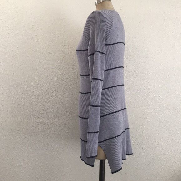 Smartwool Lilac Gray Striped V Neck Long Sleeve Stretch Knit Pullover Top - S - Picture 4 of 10